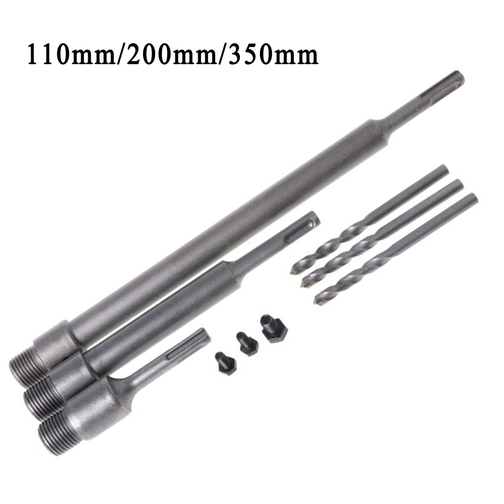 1*Connecting Rod+1*Drill+1*Screw 110/200/350mm Round Connecting Rod SDS Plus Shank Cutter Concrete Cement Stone
