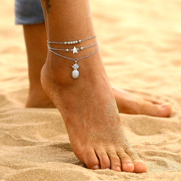EN Ankle Chain Pineapple Pendant Anklet Beaded 2020 Summer Beach Foot Jewelry Fashion Style Anklets for Women