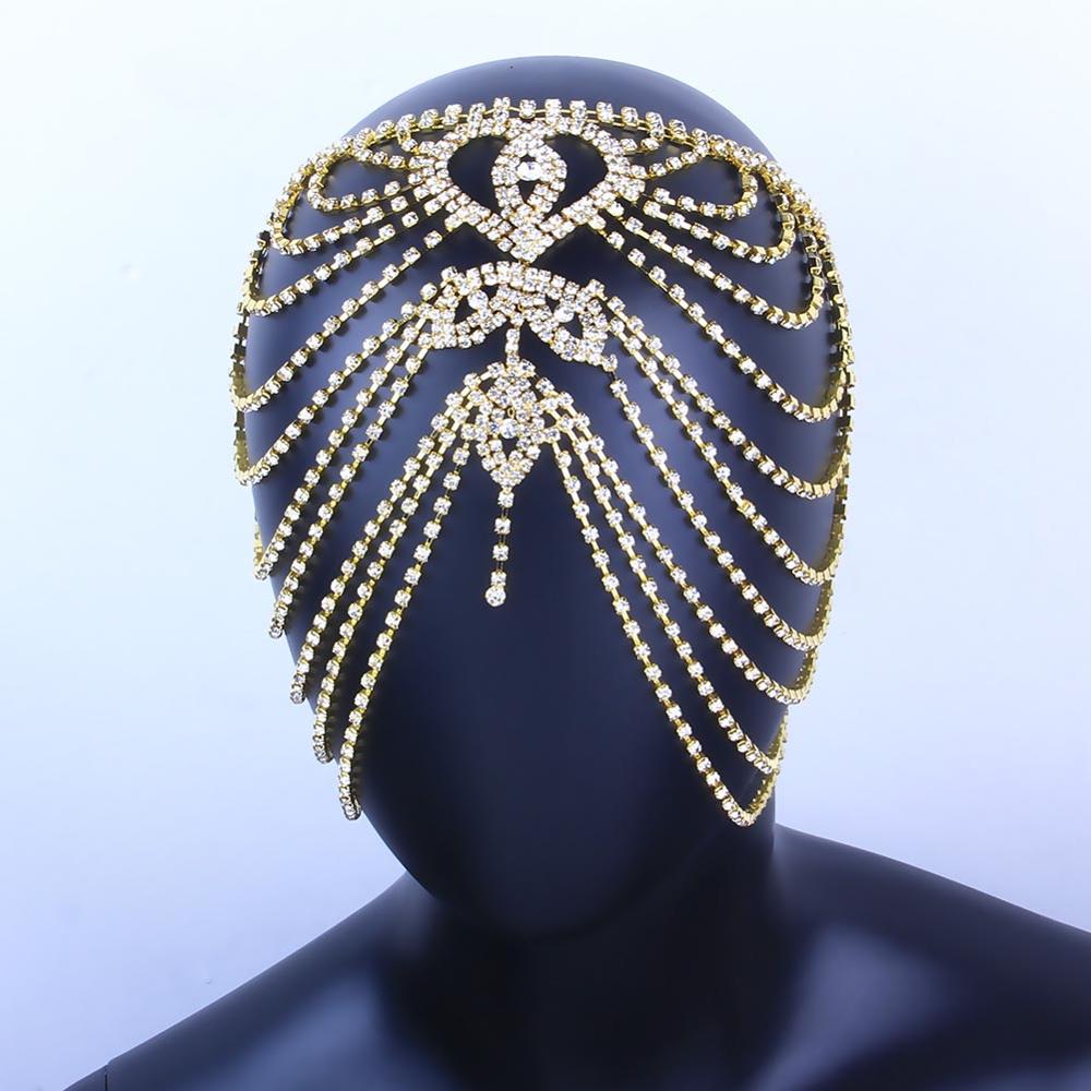Stonefans Luxury Rhinestone Forehead Jewelry Indian Headpiece for Women Bridal crystal hair accessories heart head chain hat