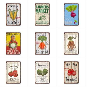 Farm Fresh Vegetables Shabby Metal Tin Signs Farmers Market Crisp Carrots Vine Ripe Plaque Iron Painting Wall Decor Retro Pub