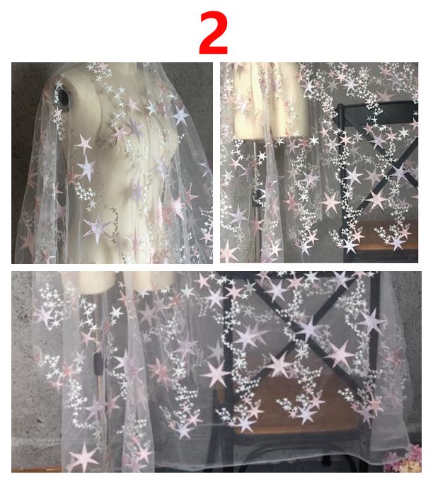 2meters/lot Stars Sequin Embroidery Fabrics Sequined Fabric For Women's Dresses And Evening Dresses Lace Mesh Decoration Fabrics