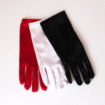 New Fashion 1 Pair Women Wrist Length Gloves Sexy Black White Red Short Satin Stretch Gloves for Ladies Girls hand guantes