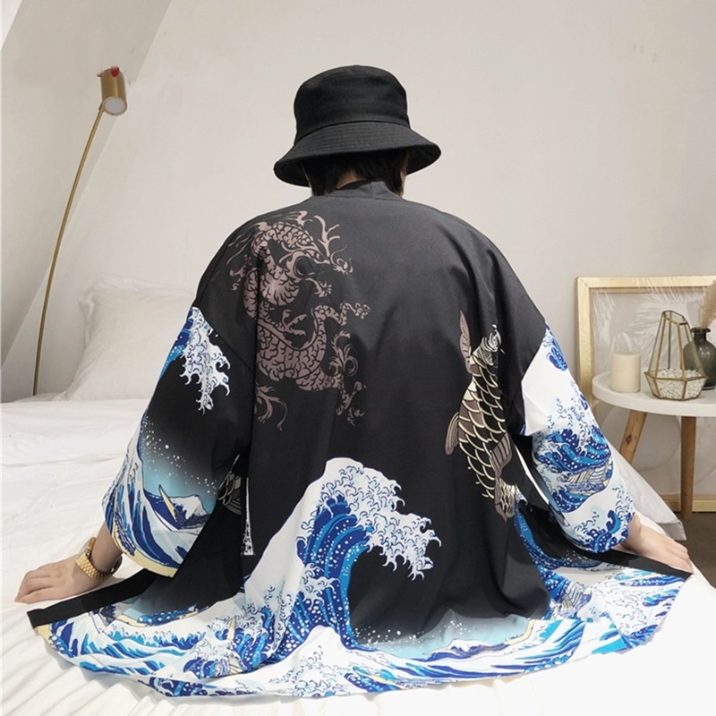 Kimono cardigan men Japanese obi male yukata men's haori Japanese samurai clothing traditional Japanese clothing AA001