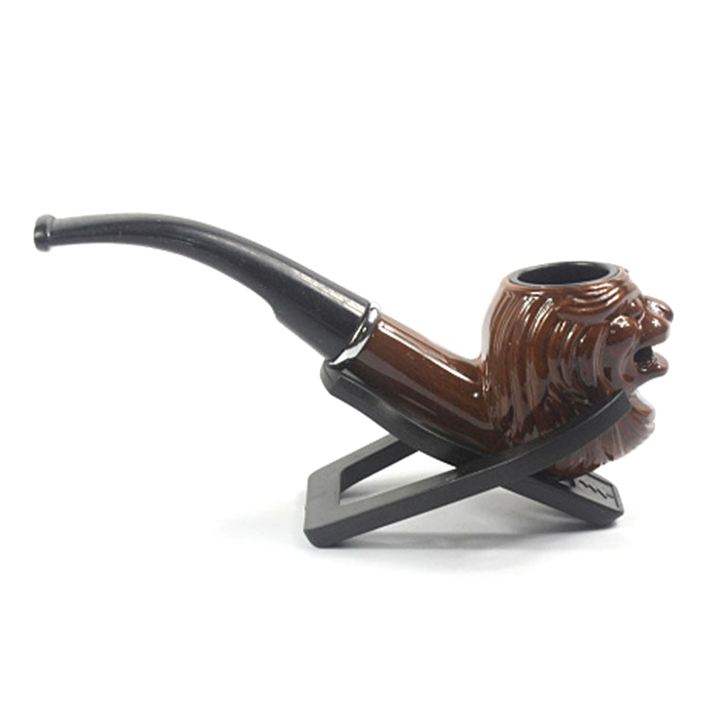 Lion head shape Resin Pipes Chimney Filter Smoking Pipe Tobacco Pipe Cigar Gifts Narguile Grinder Smoke Mouthpiece+Filter