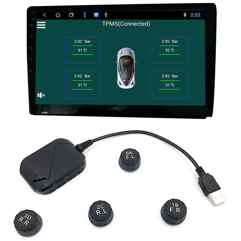 USB Android TPMS Tire Pressure Monitoring System Display Alarm System External Sensors Android Navigation Car Radio