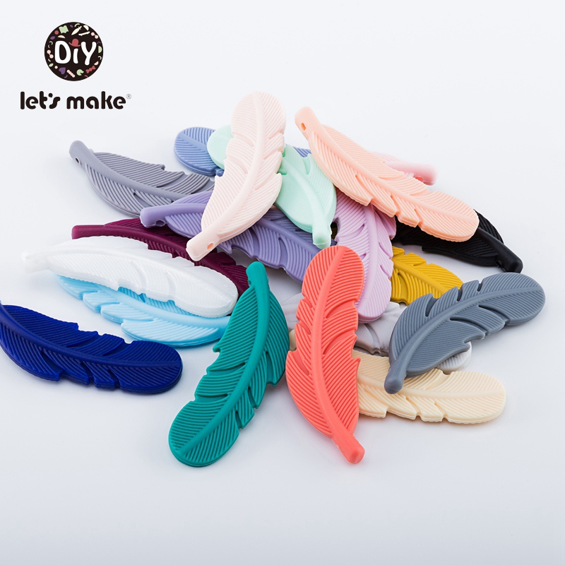 Let's Make 20pcs Silicone Feather Baby Teethers Teething Nursing Pacifier Clip Accessories BPA Free Food Grade Teether For Teeth