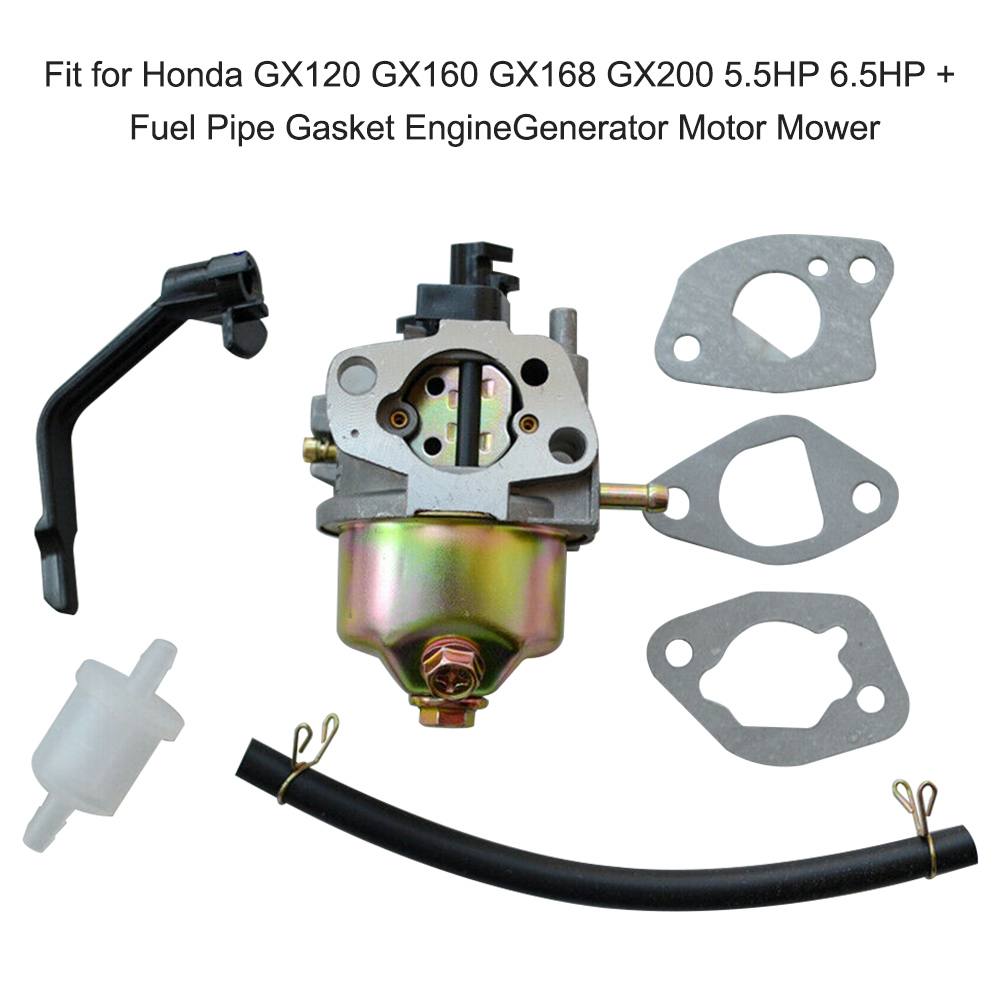 Carburetor Carb Fit for Honda GX120 GX160 GX168 GX200 5.5HP 6.5HP + Fuel Pipe Gasket EngineGenerator Motor Mower Accessories