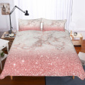 MUSOLEI 3D Bedding Set Pink Rose Gold Marble Texture Bedding Bedroom Duvet Cover Sets