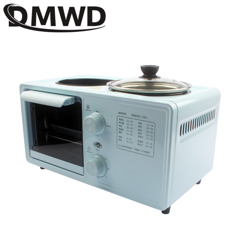 DMWD Electric 3 in 1 Household Breakfast Toaster Baking Machine Sandwich Omelette Fry Pan Hot Pot Boiler Food Steamer