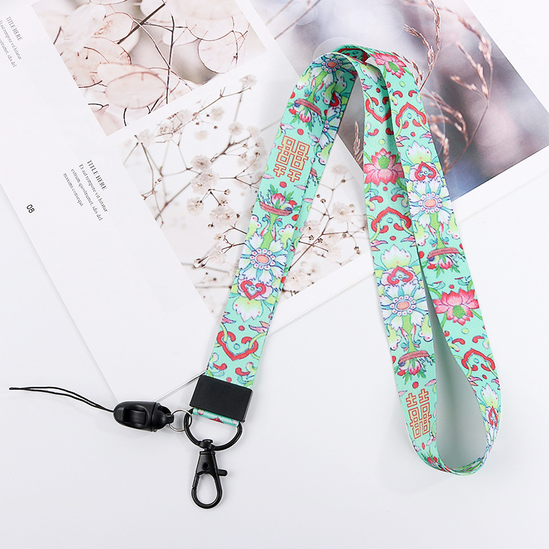 Chinese style flower Lanyards for keys mobile phone straps ID Card Gym Mobile Phone Straps USB badge holder DIY Hang Rope Lariat