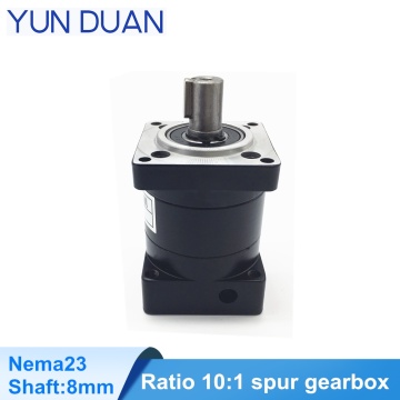 Nema23 planetary gearbox 10:1 ratio speed reducer 8mm input,15 arcmin 15Nm spur gearbox for nema23 stepper motor