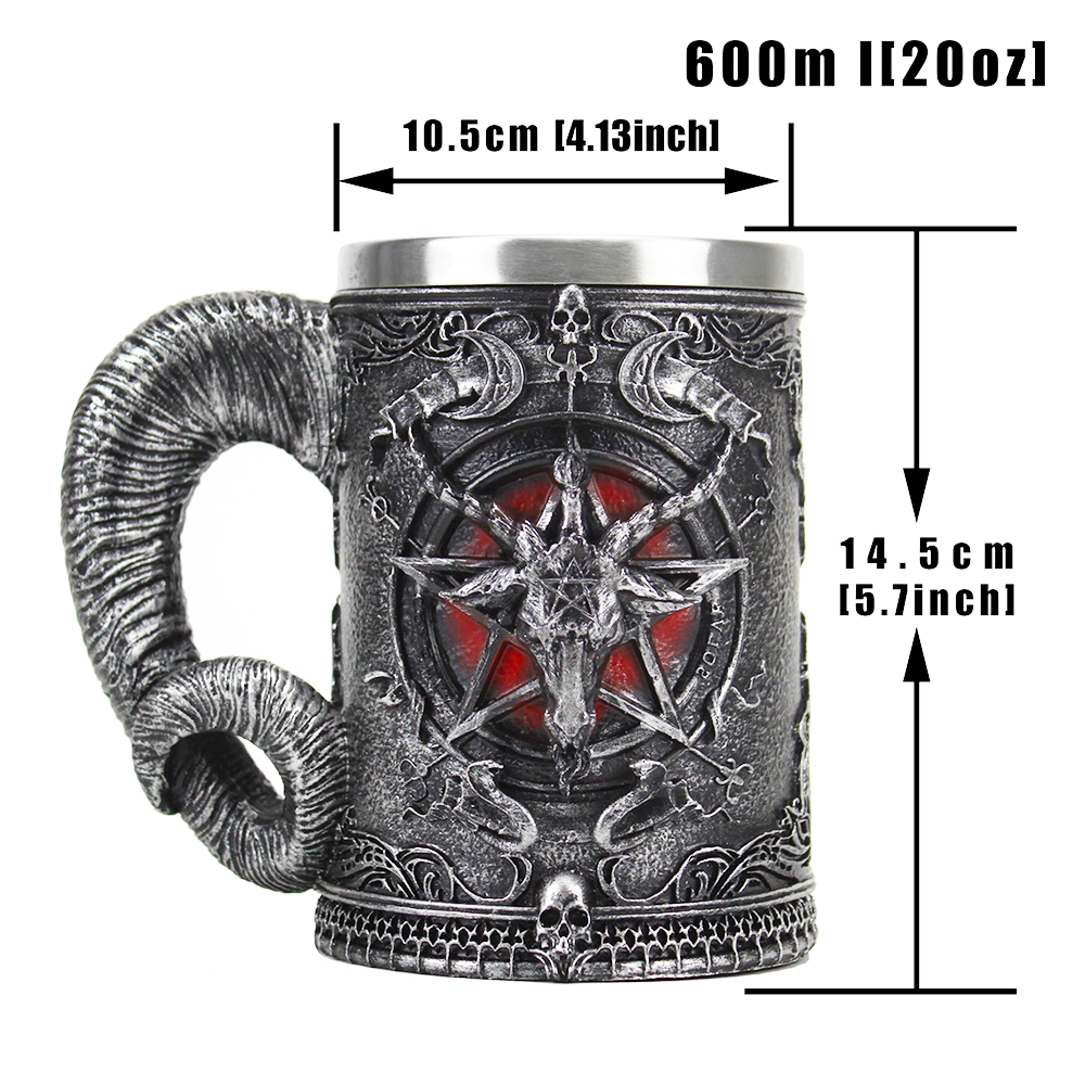 Baphomet Pentagram Horn Goblet Wine Glass Gothic Wicca Pagan Mystical Tankard Coffee Beer Mugs 600ml 200ml Mystic Wicca Fan Gift