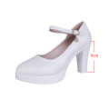 Block Heel shoes White Wedding Shoes Women Pumps Platform high heels Shoes with ankle strap Ladies Office Party Dance Shoe 2021