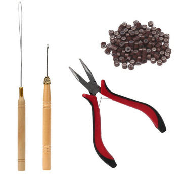 DIY Hair Extensions Plier Full Kit Styling Hook Needle Tool Feather Home Tip Micro Rings Multi Functional Pulling Loop Beads