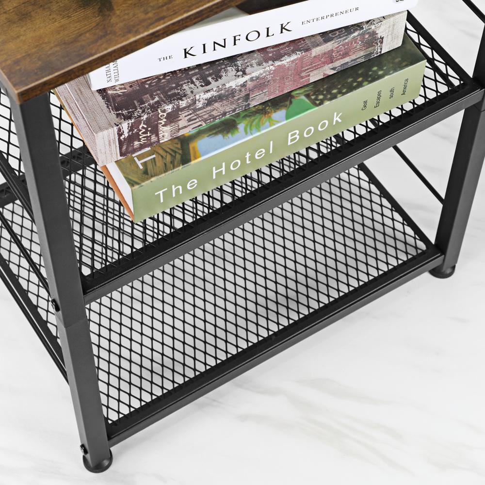 Industrial End Table with Storage Shelf