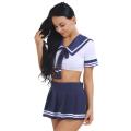 Women Schoolgirls Uniform Sexy Sailor Naughty Girls Cosplay Costume Short Sleeve Crop Top Mini Pleated Skirt Erotic Lingerie Set