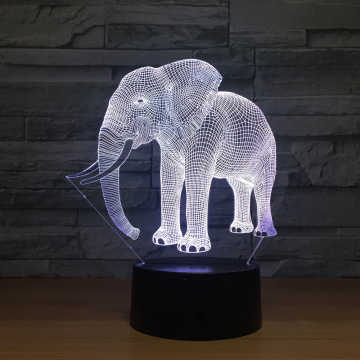 Birthday Gift Night Lights Ivory Elephant 3D LED Night Lights Novelty LED Animal Lamp 7 Colorful Changing LED Touch Table Lamp