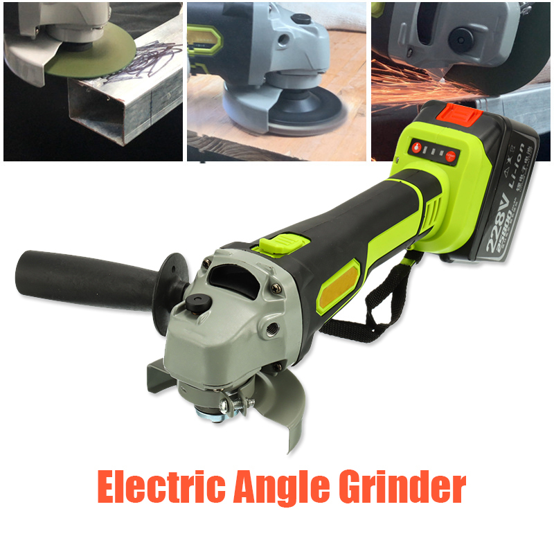 128V/228V Electric Angle Grinder Cordless Large Capacity Battery Polisher Polishing Grinding Machine Wood Metal Cutting Tool Set