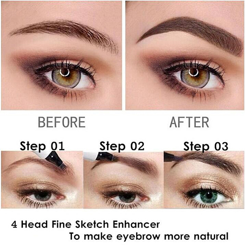 1PC New 5 Colors 3D Microblading Eyebrow Tattoo Pen 4 Fork Fine Sketch Liquid Eyebrow Pencil Waterproof Eyebrow Tint Makeup Tool