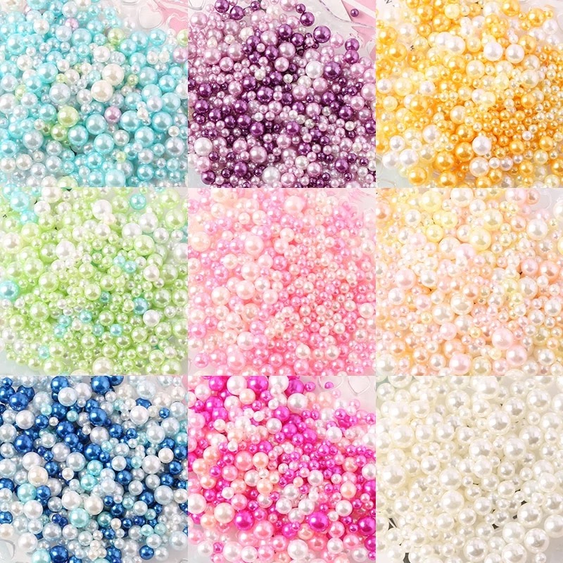 500PCS/bag 2.5-5mm Mix Rainbow Color Round UV resin Imitation Pearl Beads no hole Loose Beads DIY Jewelry Necklace Making Craft