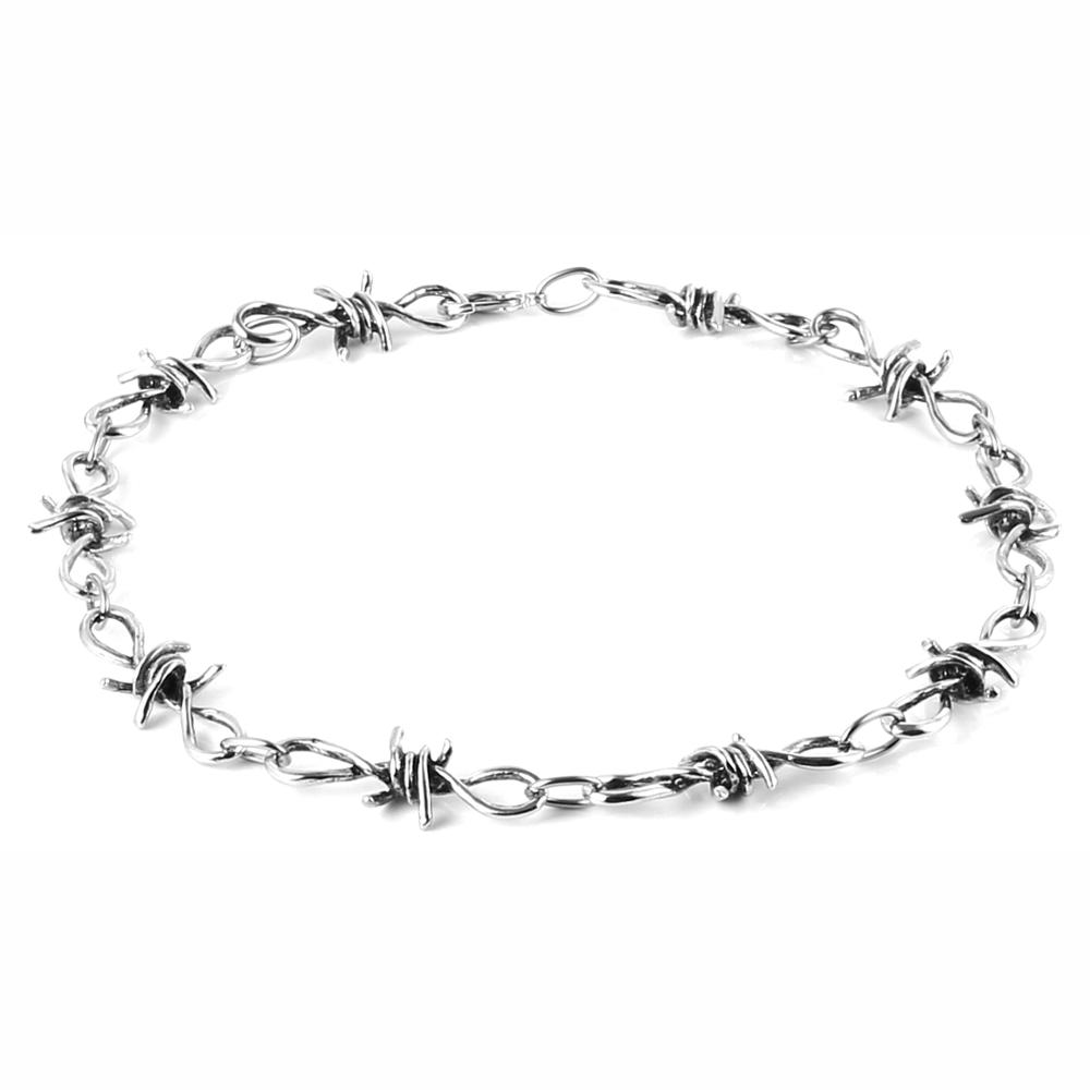 HZMAN Men's Punk Gothic Alloy Barbed Wire Necklace 20 Inch