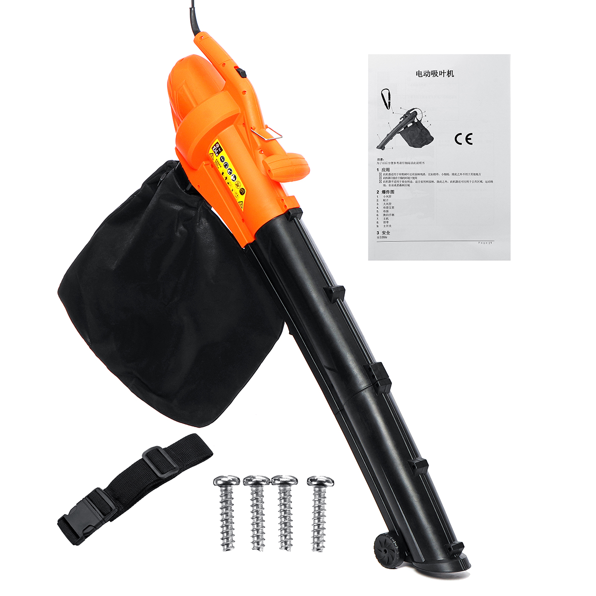 3000W 13000RPM Electric Blower Garden Powers Tools Leaf Crusher 6 Speed Control High Powers Blowing Dual Use 30L Storage Bag