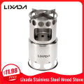 Lixada Portable Wood Stove Firewoods Furnace Outdoor Stove Cooking Burner Lightweight Stainless Steel Picnic Camping Wood Stove