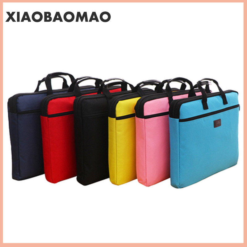6 colors A4 Document Bag Big Capacity Double Layers Book File Folder Holder with Handle Zipper Waterproof Canvas Handbag for Bus