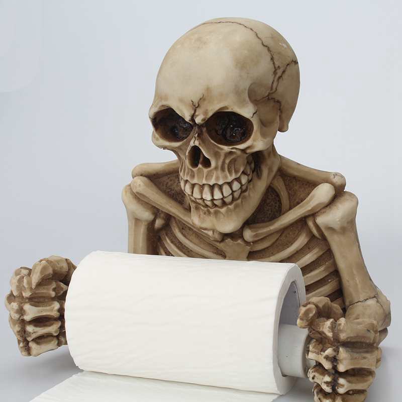 Paper Holder 3D Creative Retro Skull Toilet Wall Mounted Toilet Paper Storage Box Bathroom Storage Box