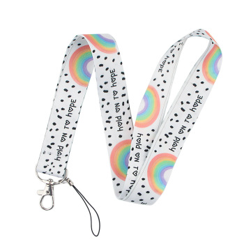 Cute Color Rainbow Neck Strap Keychain Lanyards For Keys ID Card Badge Holder Necklace Keycord Mobile Phone Straps DIY Hang Rope