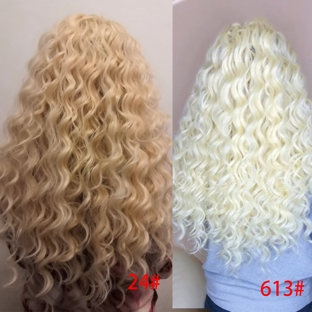 Saisity Ombre Braiding Hair Synthetic Dark Blonde Extensions Deep Wave Crochet Braids Hair Bundles Bug 80g/pack 1pc