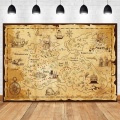 Laeacco Pirate Old Treasure World Map Birthday Party Baby Cartoon Photographic Background Photo Backdrop Photocall Photo Studio