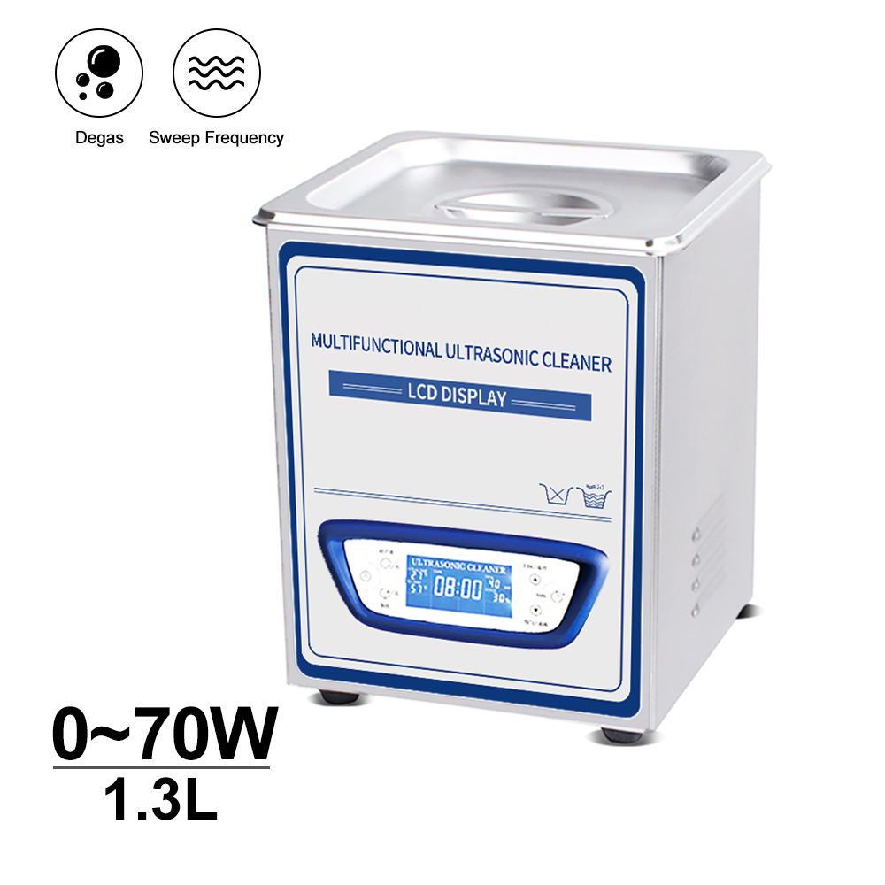 Ultrasonic Cleaner 1.3L Bath LCD Display Sweep Frequency Degassing Engine Oil Metal Parts Circuit Board degas Ultrasonic Washer