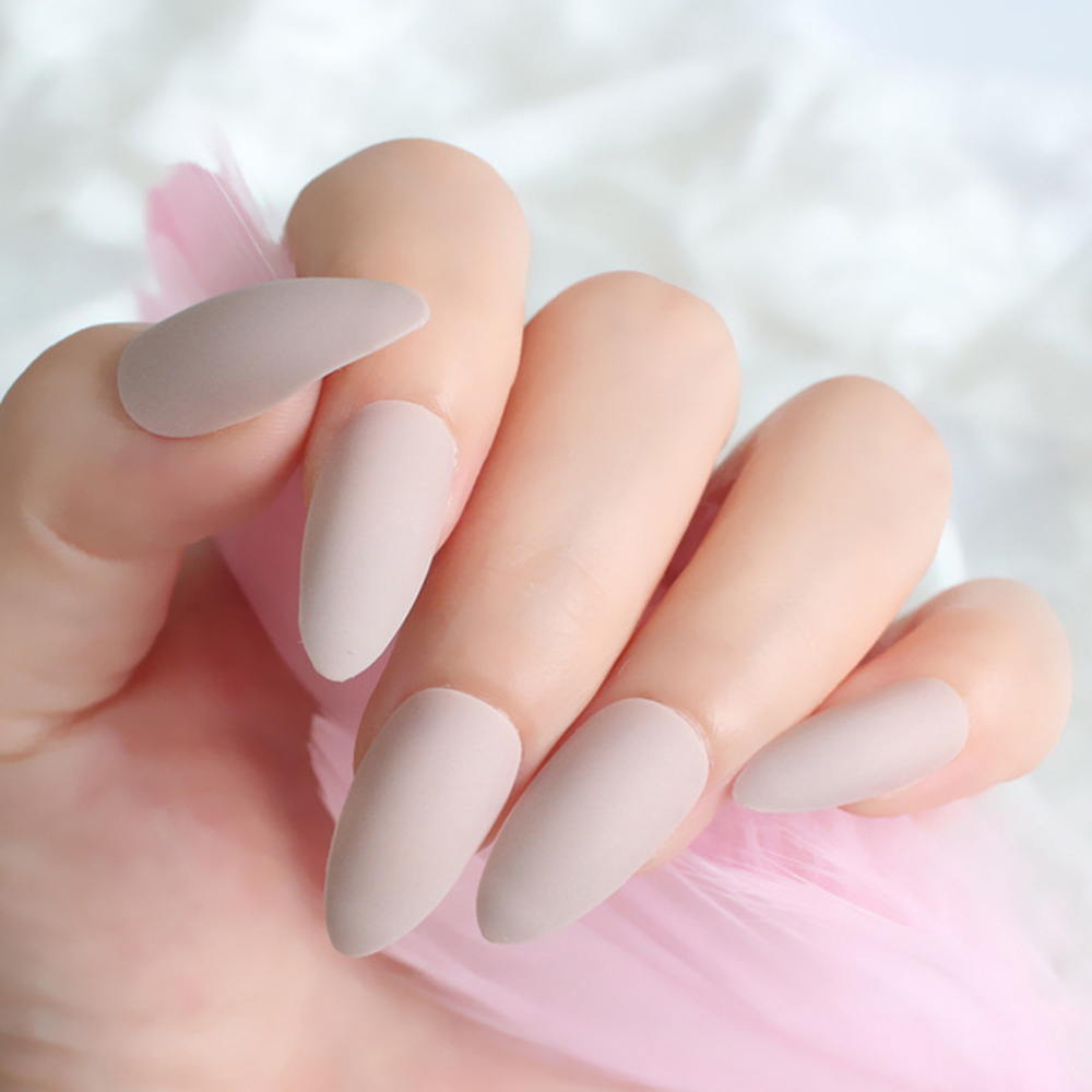 24Pcs Matte Nude Artificial False Nails Lady Stiletto Fake Nails For Design DIY Press On Finger Tips Manicure Tool