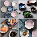 3pcs Ceramic Sauce Dishes Sauce Dipping Bowls Seasoning Sauce Plate Saucer Gravy Boats For Restaurant Home Random Color
