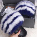 ETHEL ANERSON Real Fox Raccoon Fur Slippers for Women Fur Slides Flip Flops beach plush fluffy furry designer slippers sandal