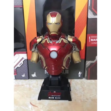 Marvel Iron Man Mark XLIII 43 Bust Pre-painted Model Kit with LED Light PVC Action Figure Model Toy