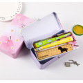 Japan and South Korea creative simple double-layer tinplate storage box student pencil box desktop finishing box