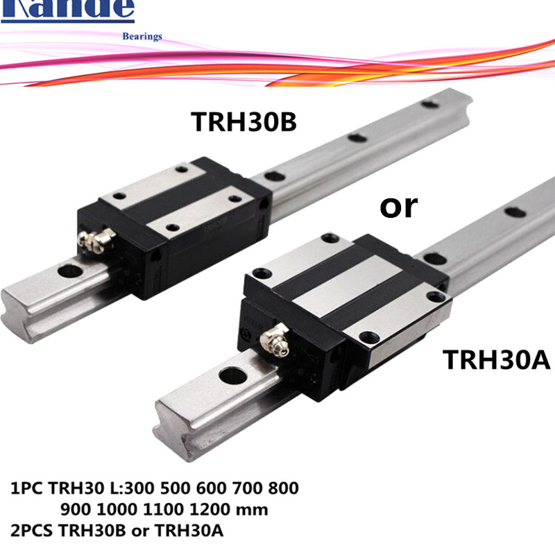 Precision rail 1PC TRH30 Linear guide + 2PCS TRH30B Block or TRH30A Flange Block L 300-1200 mm for CNC