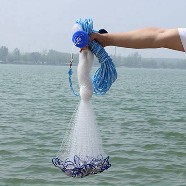 14Ft 4.2M Fishing Net Bait Easy Throw Hand Cast Strong Nylon Mesh Sinker