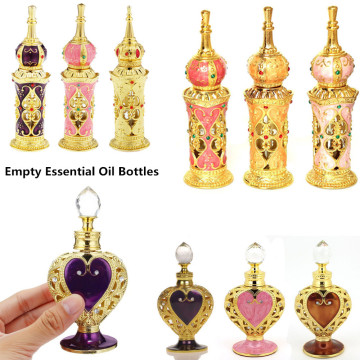 1PC 12mL Arabian Style Antiqued Metal Arabian Style Essential Oil Bottles RefillablePerfume Bottles Decoration Gifts