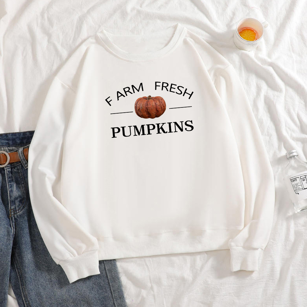 Farm Fresh Pumpkins Spring Autumn Hoodies Women Prairie Sweatshirt Hipster Loose Clothes High Quality Pullover American Apparel