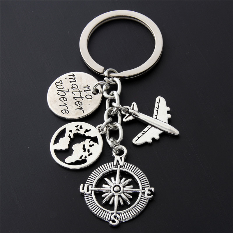 1pc Pilot Aviator Key Chains Airplane Charms Passport Keyring Hoilday Key Fob Traveler Jewelry For Graduation Gift