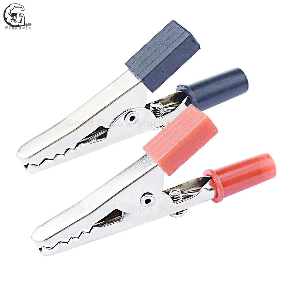 10pcs Length 52mm Insulated Crocodile Clips Plastic Handle Cable Lead Testing Metal Alligator Clips Clamps