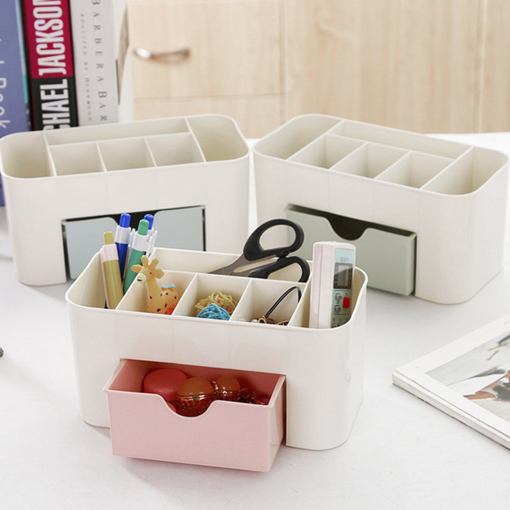 Desktop Makeup Organizer Plastic Storage Box Cosmetic Organizer Makeup Storage Case Cosmetics Holder Jewelry Box With Drawer