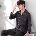 2021 New Spring Men's Stain Silk Pajama Set Luxury Casual Sleepwear Autumn Sexy Modern Style Soft Cozy Nightgown Home Clothing