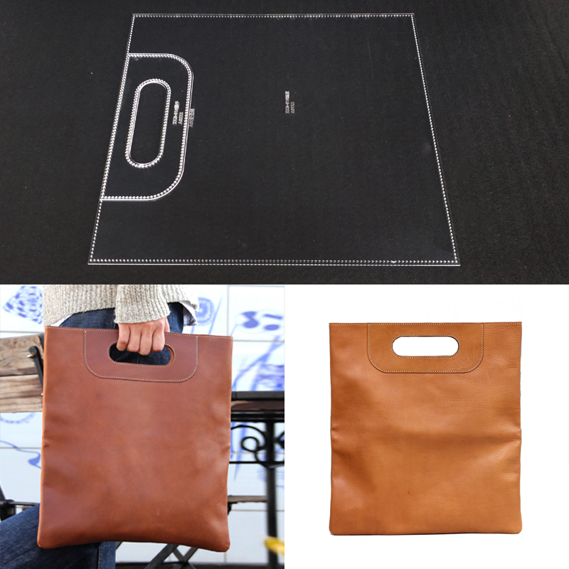 Acrylic Large Handbag file copy storage bag Stencil Template Leather Craft DIY Sewing Pattern Leathercraft Tool Set 34x39x1cm