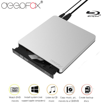 Deepfox External Blu-Ray Drive USB 3.0 Bluray Burner BD-RE CD/DVD RW Writer Play 3D Blu-ray For Laptop Notebook Netbook