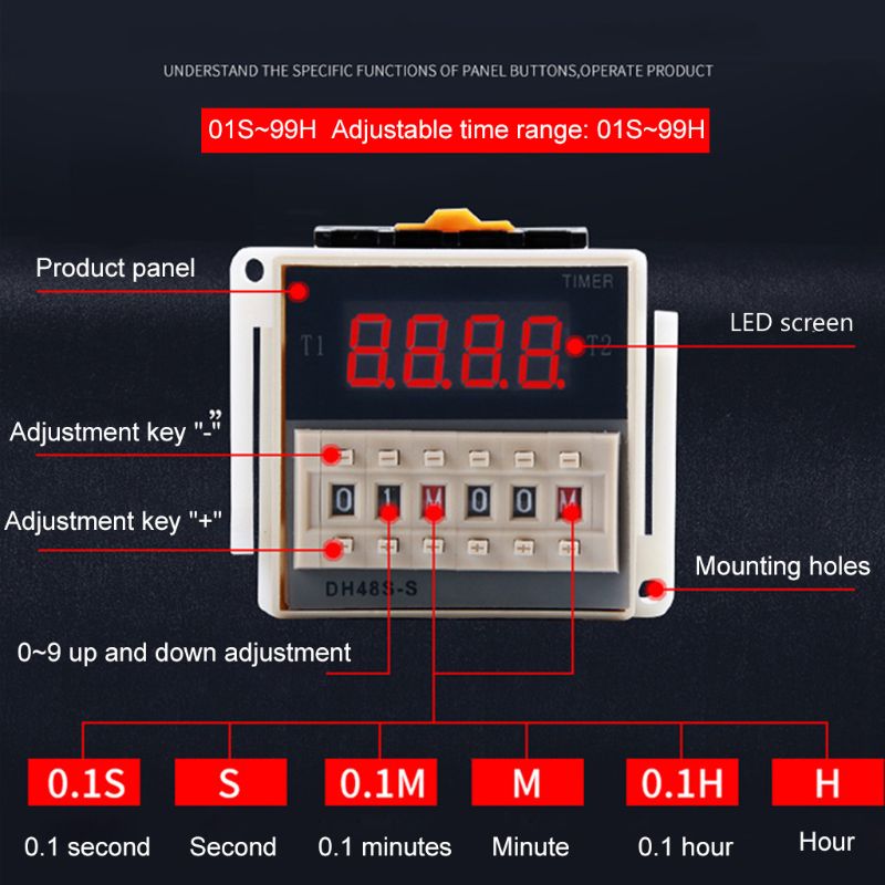 AC/DC 12V 24V 220V 380V Programmable Digital Time Relay Cycle Control Delay Relay Socket with Base