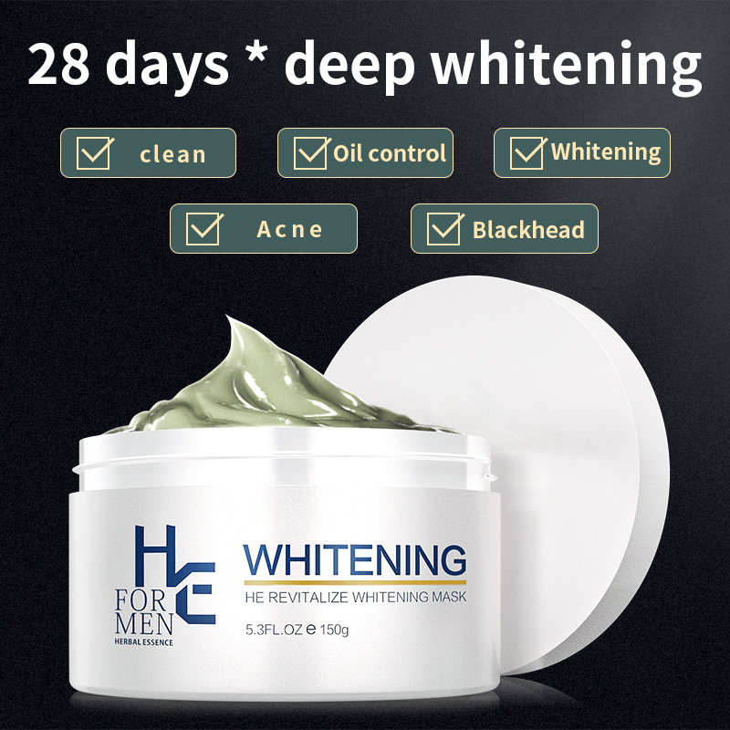 Hearn 150g Whitening Mask Mud Mask Blackhead Acne Whitening Facial Care Men's Deep Cleansing